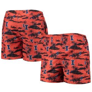 University of Illinois Red and Blue Tropical Theme Swim Shorts Size Small